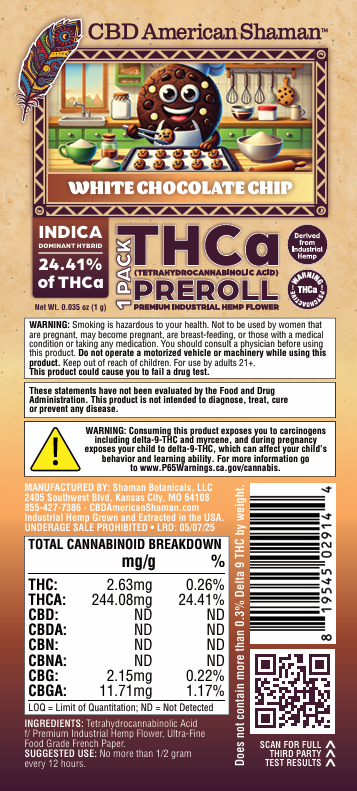 White Chocolate Chip Weed Strain | THCa Pre-Rolls | 10 Pack for $20