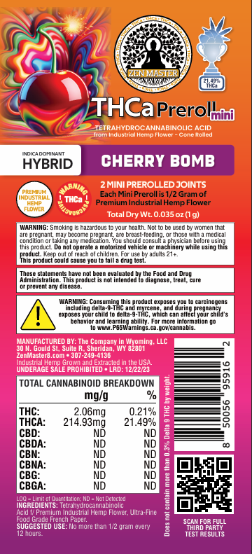 Cherry Bomb Strain | THCa Pre-Rolls | 10 Pack for $10