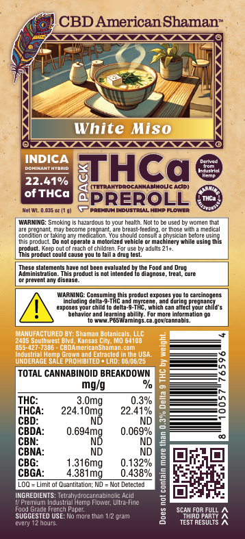 White Miso Strain | THCa Pre-Rolls | 10 Pack for $10