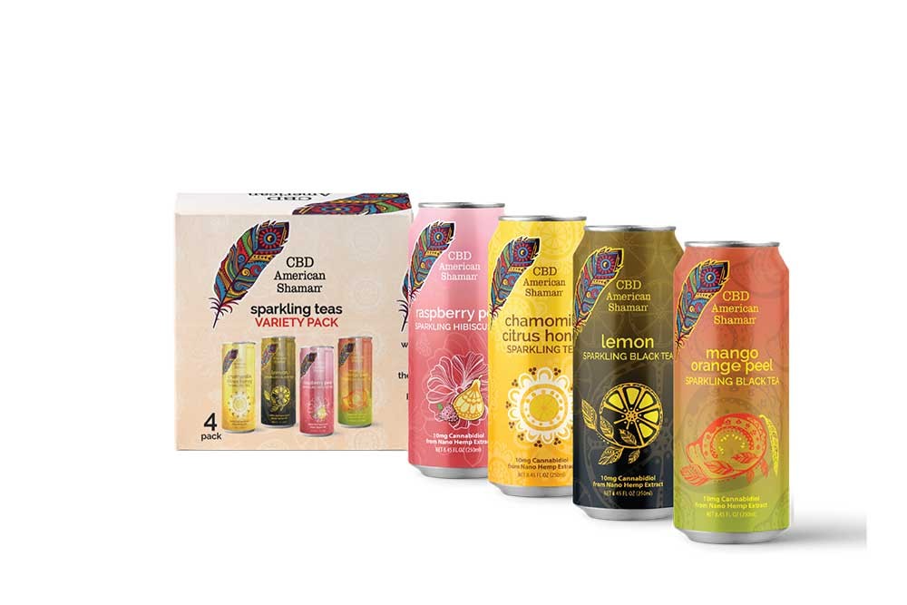 Product image for CBD Sparkling Tea - Flavor Variety 40mg 4-pack